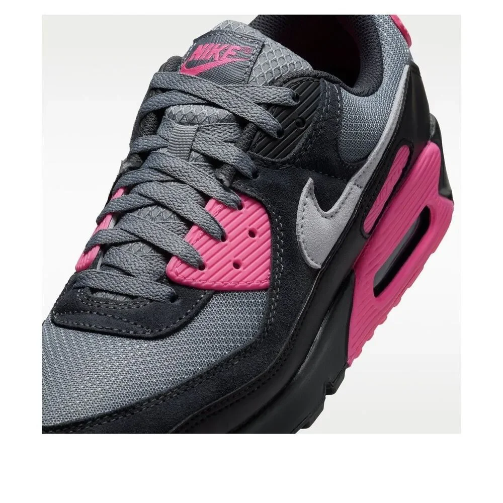 Nike Air Max 90 Shoes Wolf Grey Hyper Pink Black DM0029-010 Men's Size 11.5